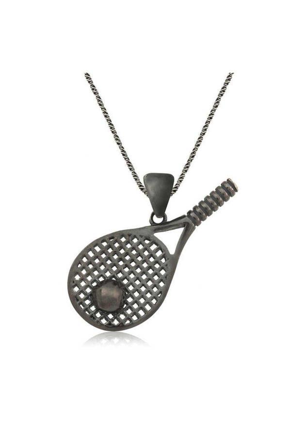 Armagano Gümüş Tenis Raketi Unisex Kolye - Image 1