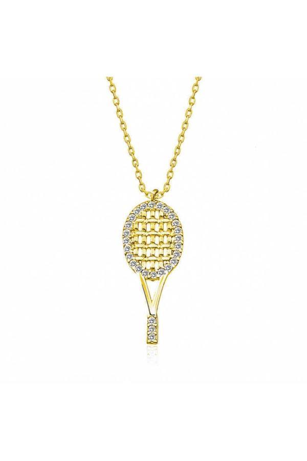 Armagano Gümüş Gold Tenis Raketi Kolye - Image 1