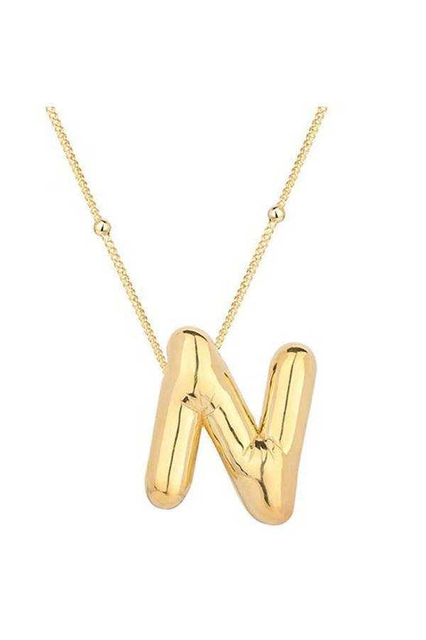 Armagano Gümüş Gold Balon N Harfi Kadın Kolye - Image 1