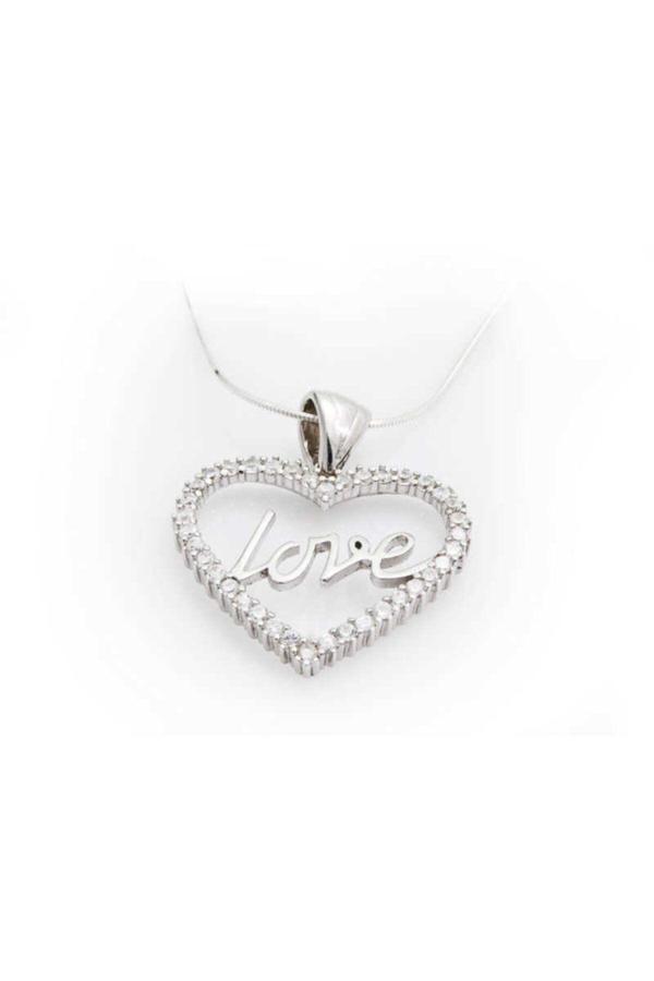 Armagano Gümüş Taşlı Love Kolye - Image 1