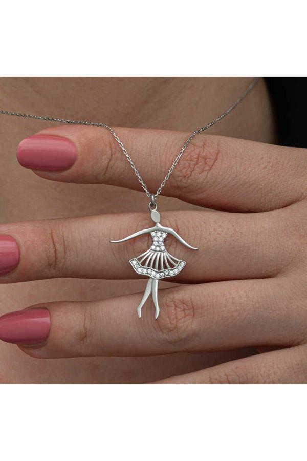 Armagano Gümüş Balerin Kadın Kolye - Image 1