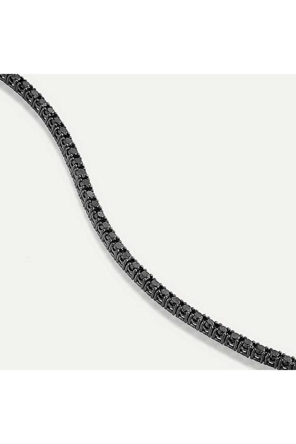 Armagano Gümüş Siyah Taşlı Su Yolu Bileklik - Image 1