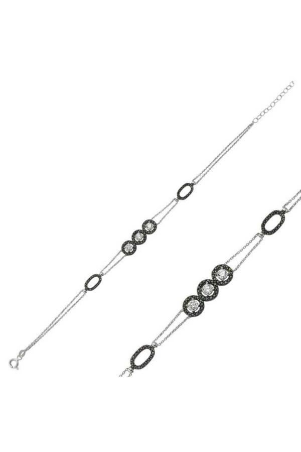 Armagano Gümüş Üç Taşlı Kadın Bileklik - Image 1