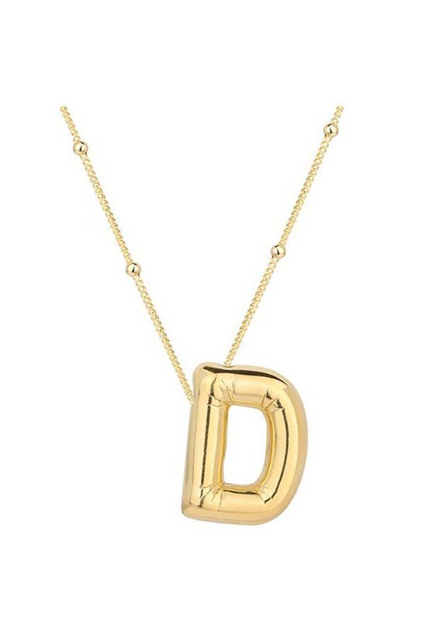 Armagano Gümüş Gold Balon D Harfi Kadın Kolye - Image 1