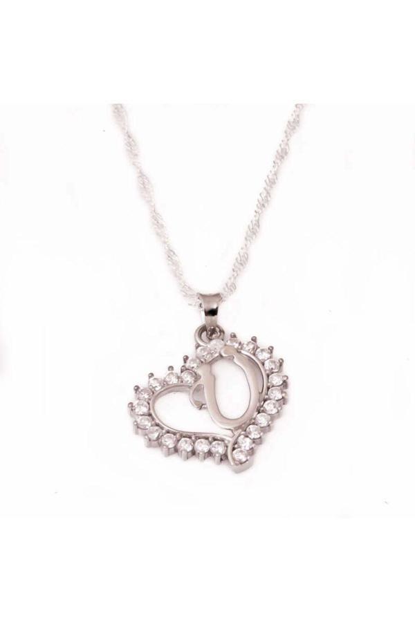 Armagano Gümüş Ü Harf Kalpli Bayan Kolye - Image 1