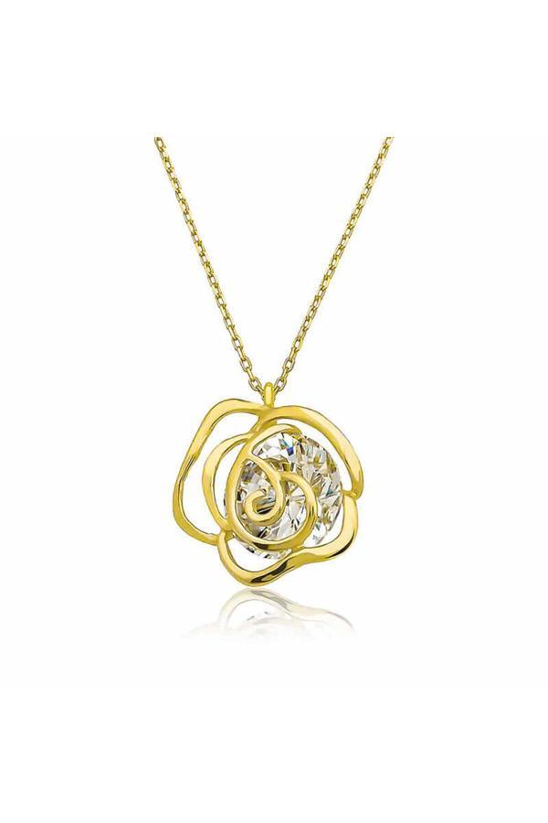 Armagano Gümüş Gold Gül Kadın Kolye - Image 1