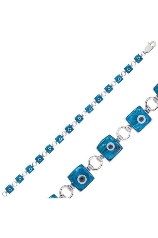 Armagano Kadın Gümüş Kare Nazar Bileklik - Image 1