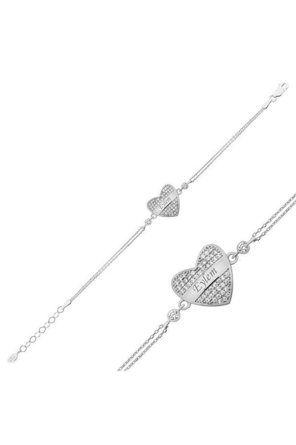 Armagano Gms Isimli Kalp Gümüş Bileklik - Image 1