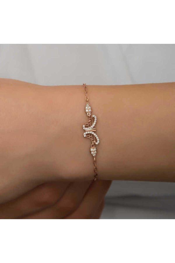 Armagano 925 Ayar Gümüş Rose Kelebek Kadın Bileklik - Image 1