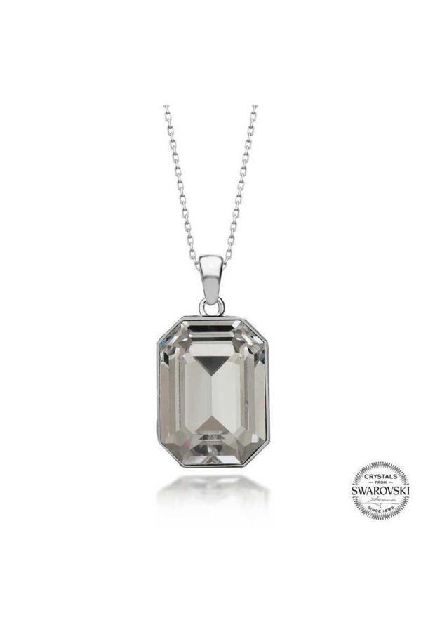 Armagano Swarovski Crystal Taşlı Baget Gümüş Kadın Kolye - Image 1