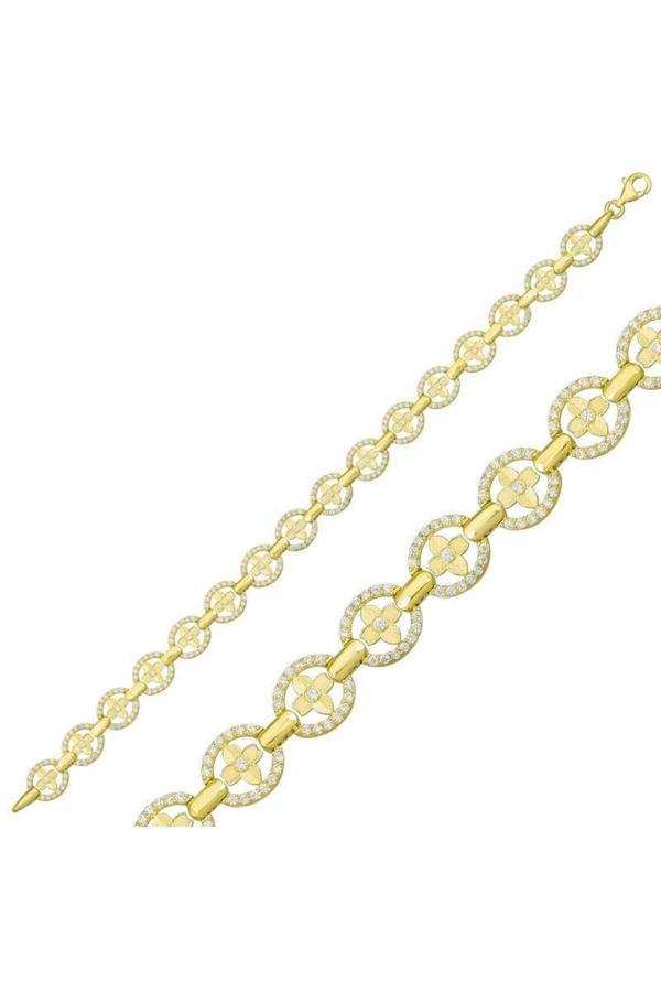 Armagano 925 Ayar Gümüş Gold Yuvarlak Su Yolu  Bileklik - Image 1