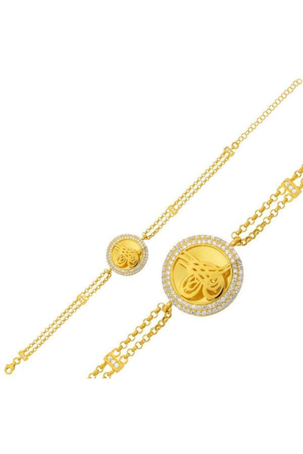 Armagano Gümüş Gold Tuğralı  Bileklik - Image 1