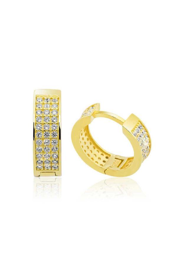 Armagano Gümüş Gold Sıra Taşlı Halka Küpe - Image 1