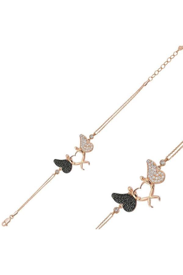 Armagano Gümüş Rose Kalpli Melek Bileklik - Image 1