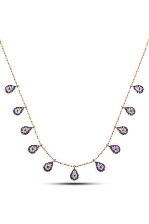 Armagano Gümüş Rose Damla Nazarlı Şans Kadın Kolye - Image 1