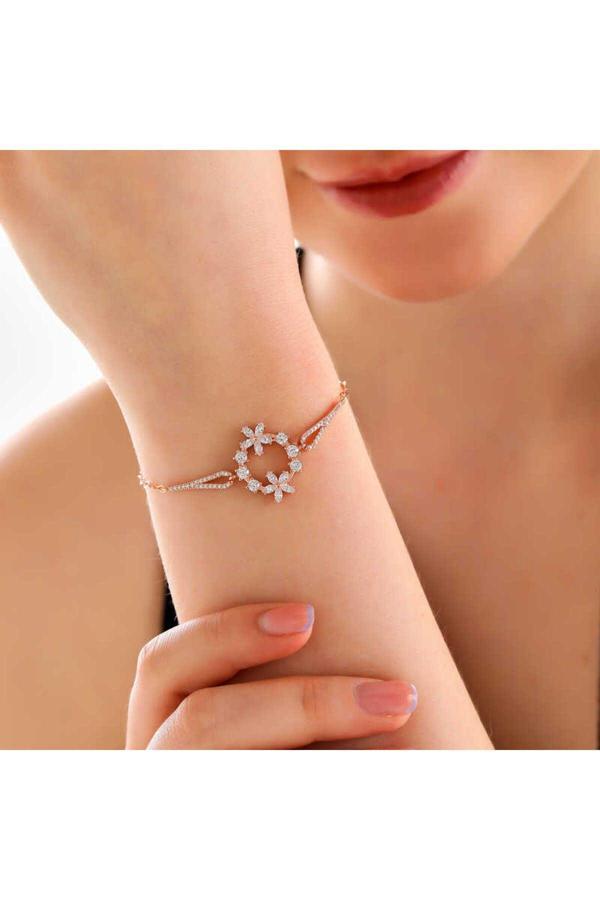 Armagano Gümüş Rose Beyaz Çiçek Kadın Bileklik - Image 1