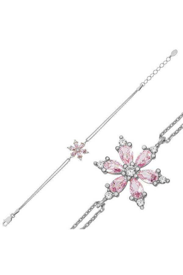 Armagano Gümüş Pembe Lotus Çiçeği Kadın Bileklik - Image 1