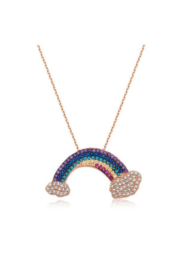 Armagano Gümüş Rose Gökkuşağı  Kolye - Image 1