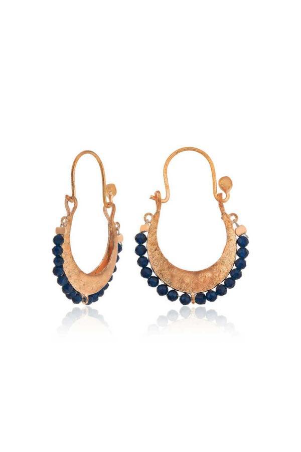 Armagano Gümüş Lacivert Taşlı Bohem Küpe - Image 1