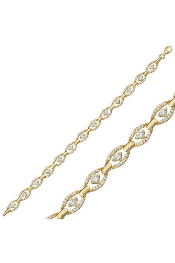 Armagano Gümüş Gold Oval Su Yolu  Bileklik - Image 1