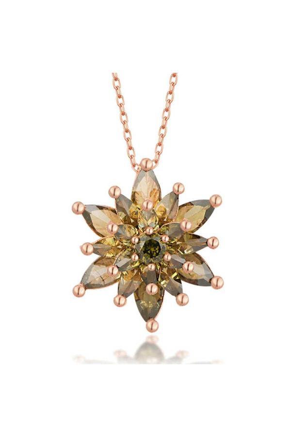 Armagano Gümüş Rose 4 Katman Lotus Çiçeği Kadın Kolye - Image 1