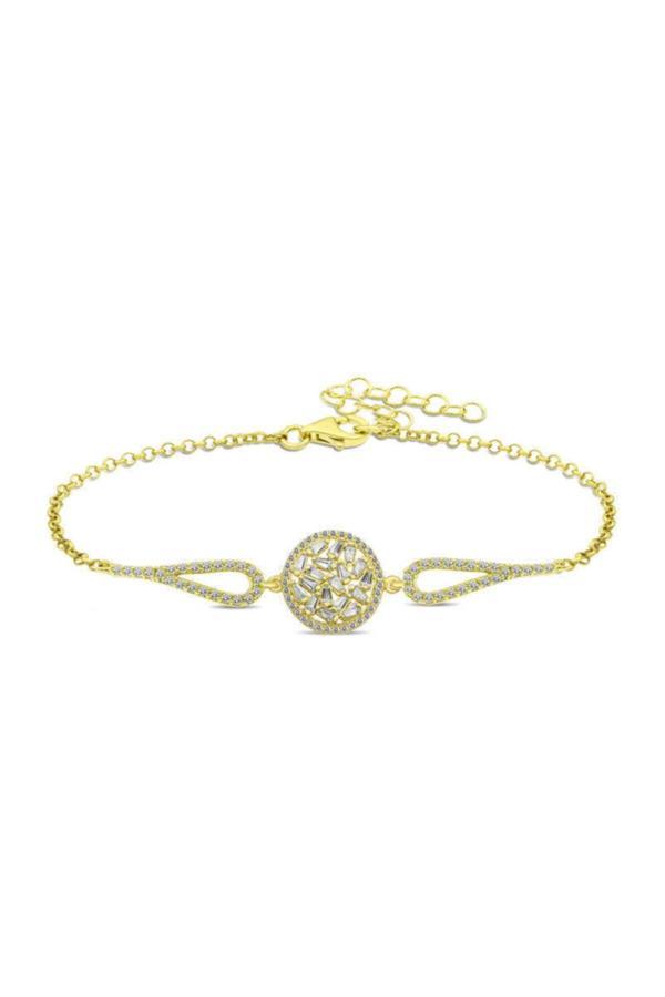 Armagano Gümüş Gold Baget Taşlı Bileklik - Image 1