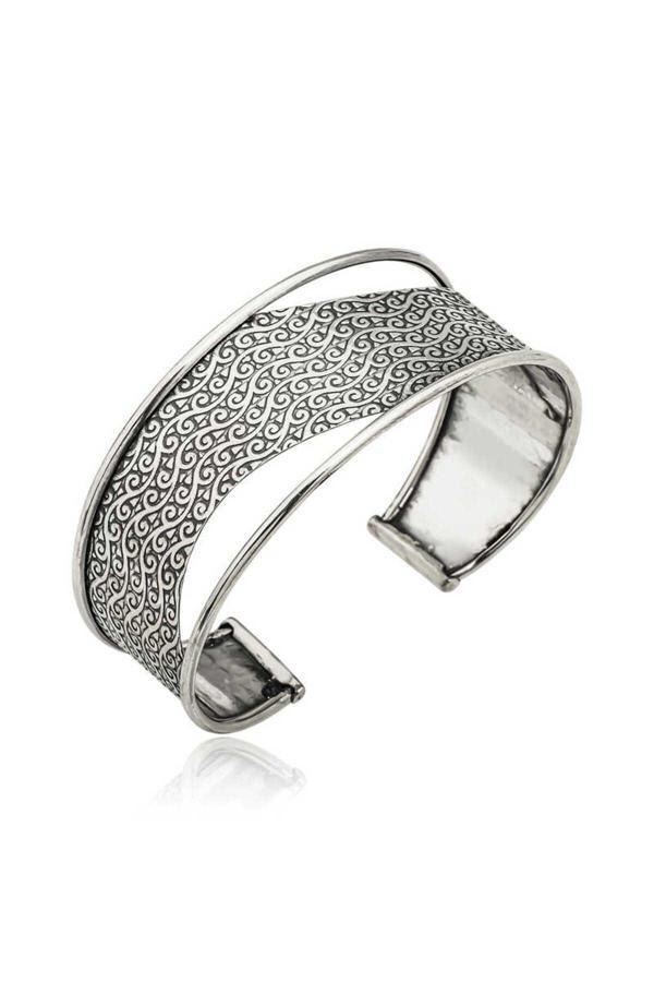 Armagano Gümüş Eskitme Desenli  Bilezik - Image 1
