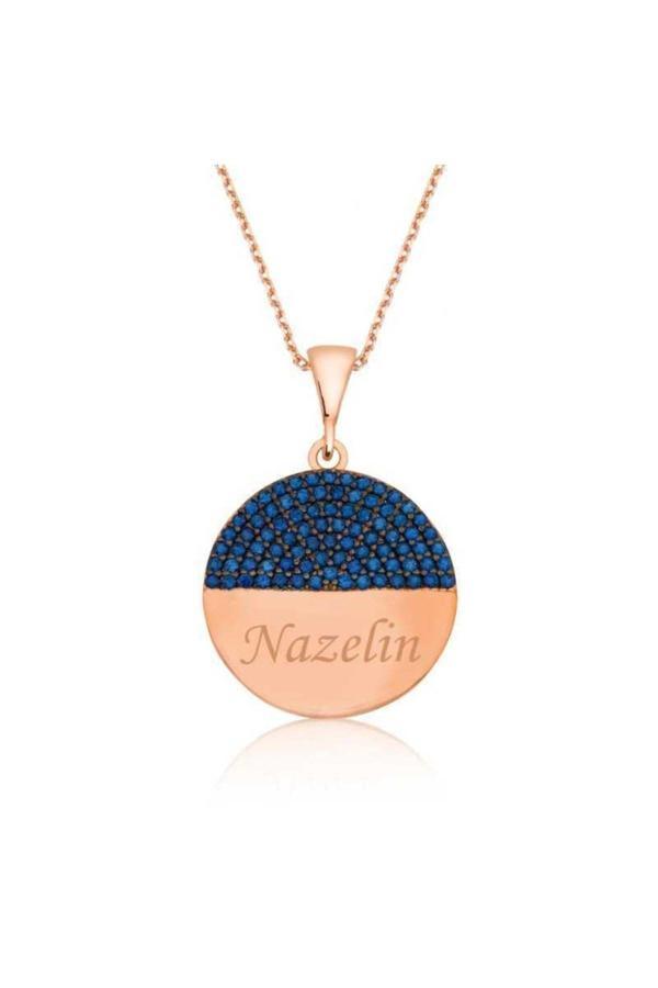 Armagano Gümüş Mavi Taşlı Isimli Kolye - Image 1