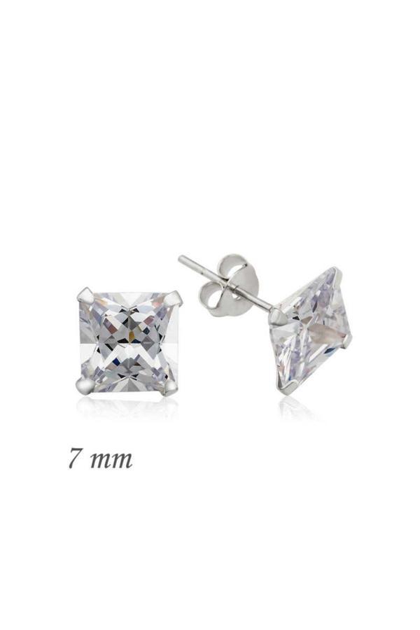 Armagano Gümüş Kare Tek Taş Zirkon Küpe - 7 Mm Csr2181379 - Image 1