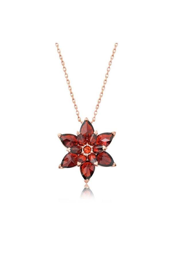 Armagano Gümüş Kırmızı Lotus Çiçeği Kolye - Image 1