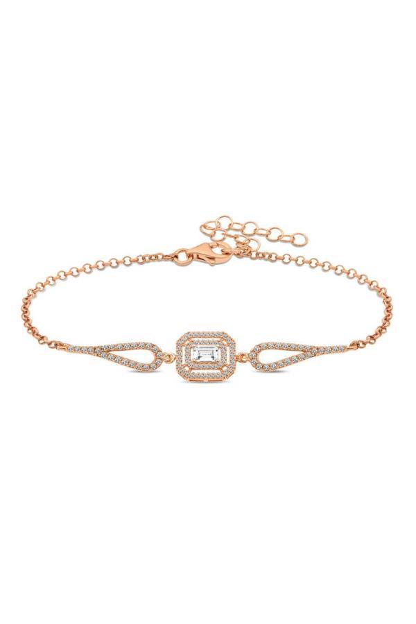 Armagano Gümüş Rose Dikdörtgen Baget Bileklik - Image 1