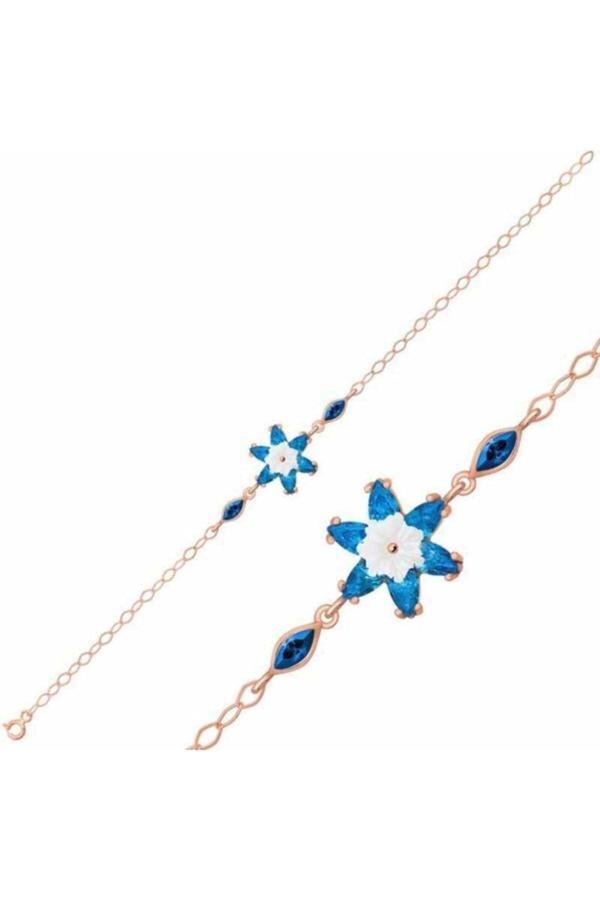 Armagano Gümüş Mavi Lotus Çiçeği Bileklik - Image 1