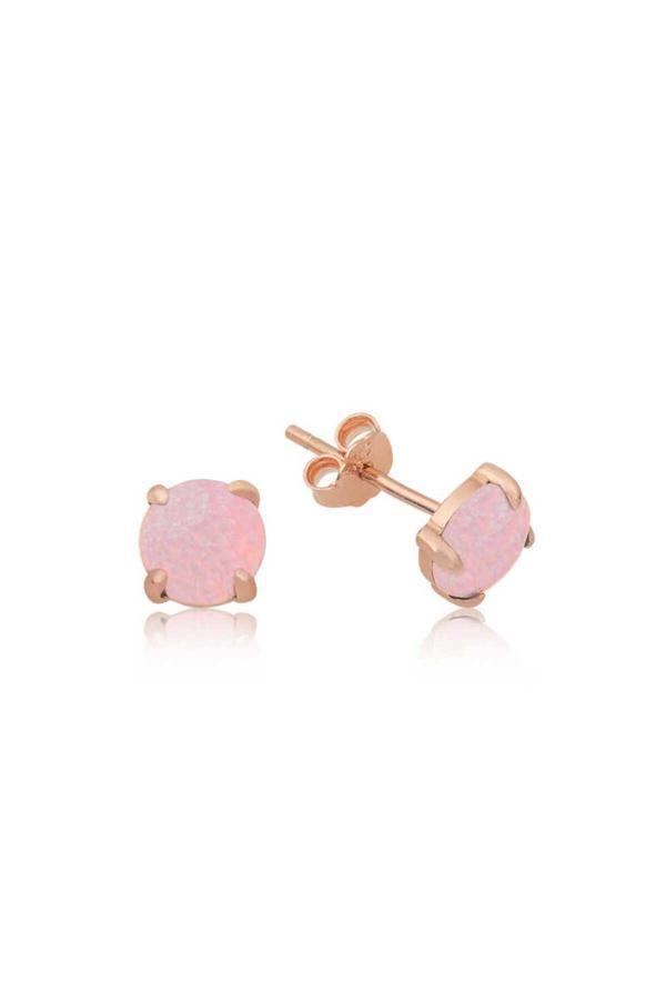 Armagano Gümüş Pembe Opal Taş Küpe - Image 1