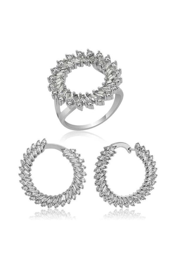 Armagano Gümüş Trapez Taşlı Set - Image 1