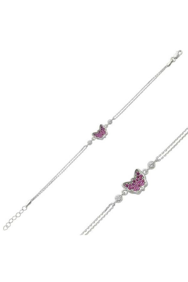 Armagano Gümüş Pembe Kelebek Bileklik - Image 1