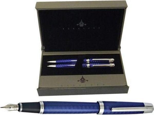 Steelpen 262 Dolma Kalem + Tükenmez Kalem Set Mavi Lake Krom - Image 1