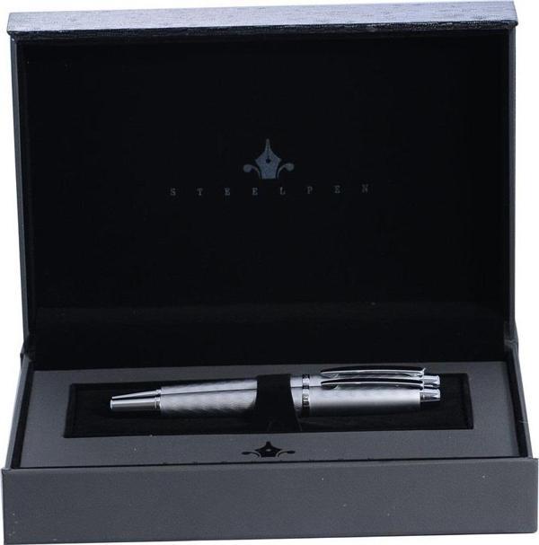 Steelpen 2711 Dolma Kalem + Tükenmez Kalem Set Mat Krom - Image 1