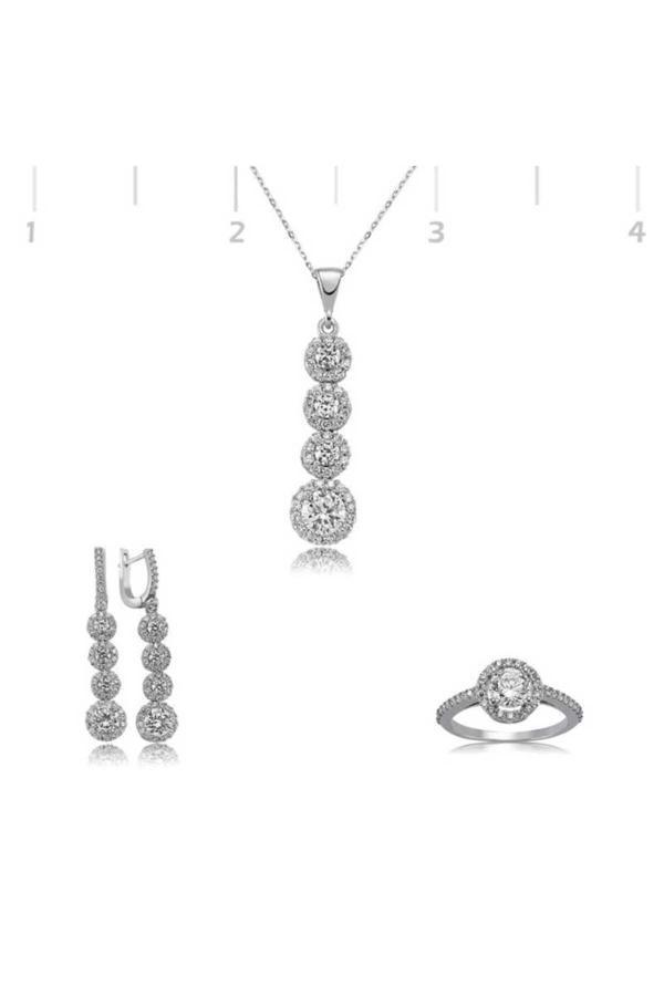Armagano Gümüş Sıralı Dört Taş Set - Image 1
