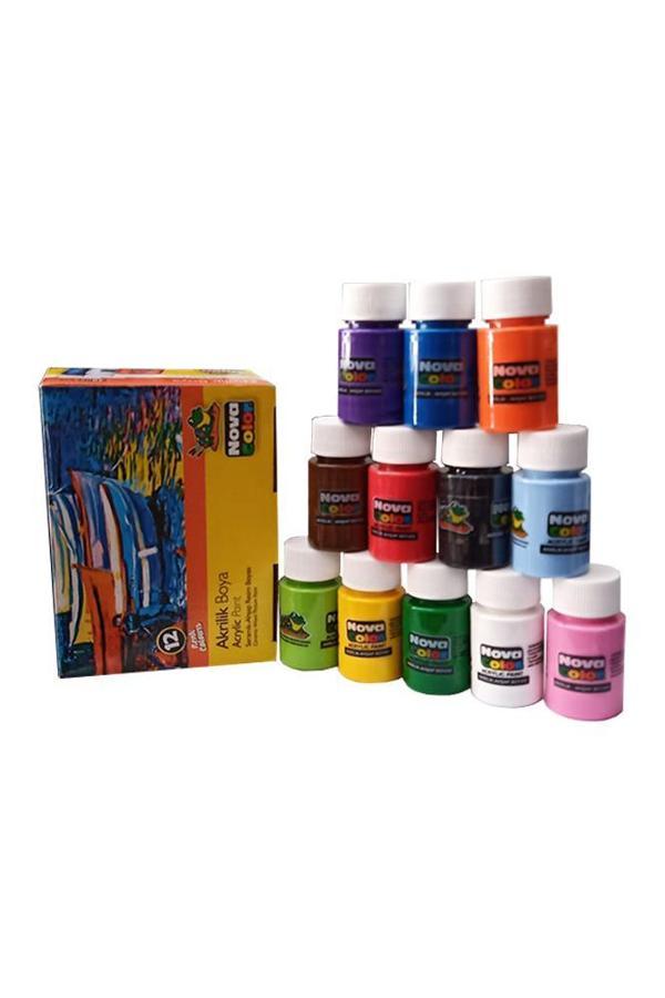 Akrilik Boya 12 Renk 30 ml 1 Paket Akrilik Boya Seti 12 li Ahşap Tuval Taş Ağaç Boyamalar İçin İdea Boyama Seti - Image 1