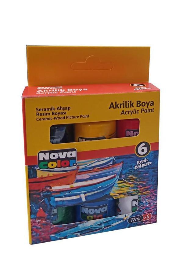 Akrilik Boya 6 Renk 17 ml 1 Paket Akrilik Boya Seti 6 lı Ahşap Tuval Taş Ağaç Boyamalar İçin İdea Boyama Seti - Image 1