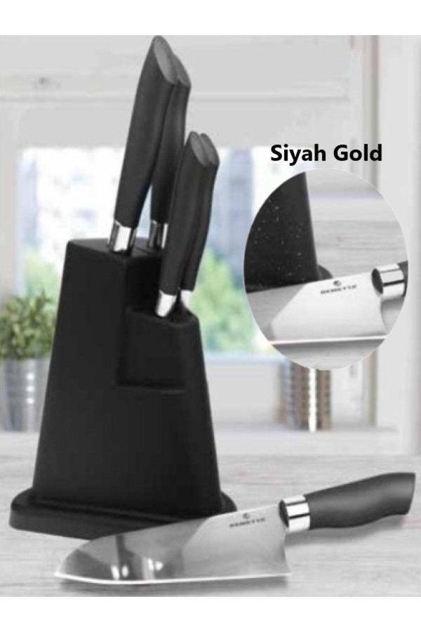Remetta Cheff Delux Siyah Gold 6 Parça Bıçak Seti - Image 1