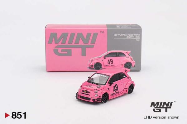 Mini GT 1:64 Abarth 595 LB-Works x Abas Works Pembe Model Araba - Image 1