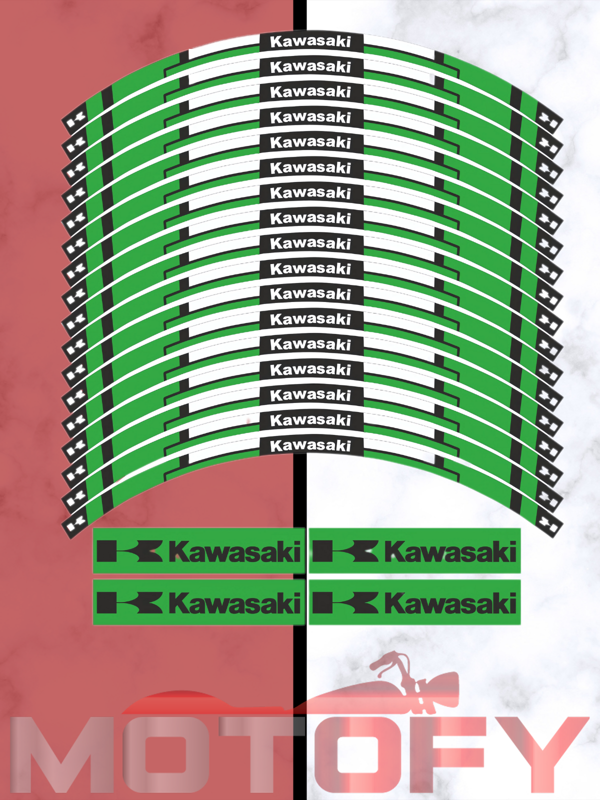 KAWASAKİ MOTOSİKLET JANT ŞERİDİ TAKIMI YEŞİL  - Image 1