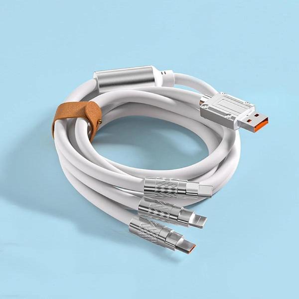 Ithink 3ın1 Metal Başlıklı Çoklu Şarj Kablosu K50 Type-c Micro Lıghtnıng (beyaz) - Image 1