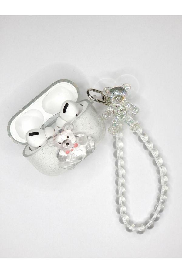 Pengraph Design For İdea Airpods Pro 1. Jenerasyon  Uyumlu Premium Seri Panda Desenli Şeffaf Boncuk Kopçalı Silikon Kılıf - Image 1