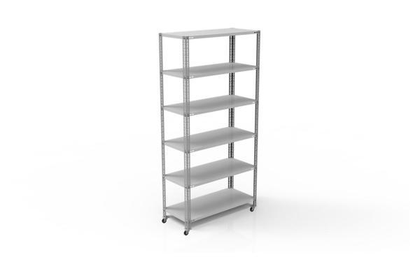 6 Katlı 43x75x150 Cm Tekerlekli Galvaniz Çelik Raf - Depo, Arşiv, Kiler, Dosya, Market Rafı - Image 1