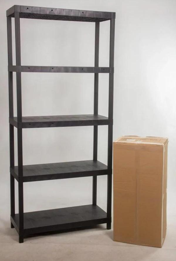 5 Katlı 31x93x215 Cm Plastik Raf - Depo, Arşiv, Kiler, Dosya, Market, Bakkal Rafı - Image 1