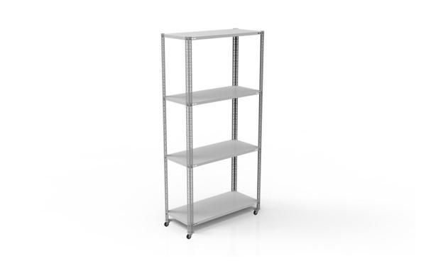 4 Katlı 43x75x150 Cm Tekerlekli Galvaniz Çelik Raf - Depo, Arşiv, Kiler, Dosya, Market Rafı - Image 1