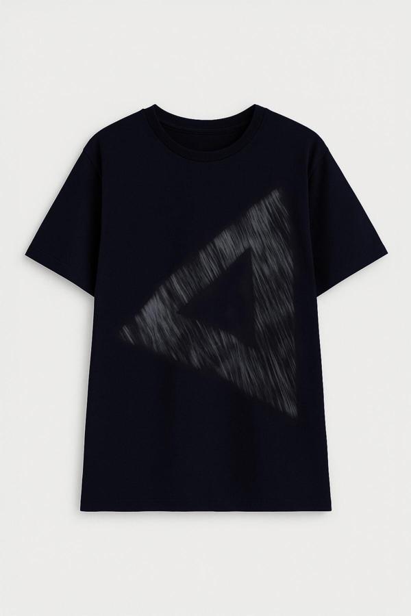 Erkek Rahat Kesim Bisiklet Yaka Baskılı Beyaz T-shirt - Image 1