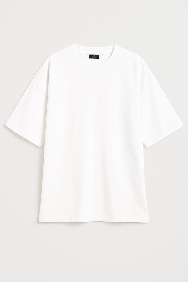 Erkek Bisiklet Yaka Oversize %100 Pamuk T-Shirt - Image 1